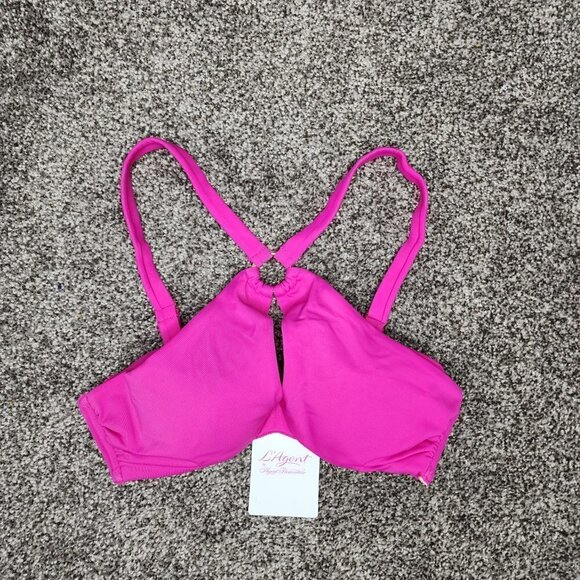 NWT L'Agent by Agent Provocateur Adrina Criss Cross Halter Bikini Top Pink Small - Picture 3 of 8